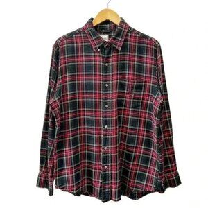 Chaps Men’s Plaid Flannel Long Sleeve Button Down Shirt Red Blue Black Green LG